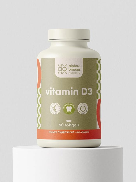 Alpha & Omega Nutrition Vitamin D3 125 mcg (5,000 IU) - Supplement to Support Bone, Joint, Breast, Heart, Colon, and Immune Health - with Vitamin D - 60 Softgels, 2 Month Supply
