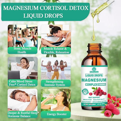 Cortisol Detox for Women & Men w. Super Calm 16-in-1 Magnesium, Theanine, Ashwagandha, St Johns Wort, Lemon Balm, Cortisol Wellness Liquid Drops for Balanced Cortisol, Harmone Balanced & Relaxation