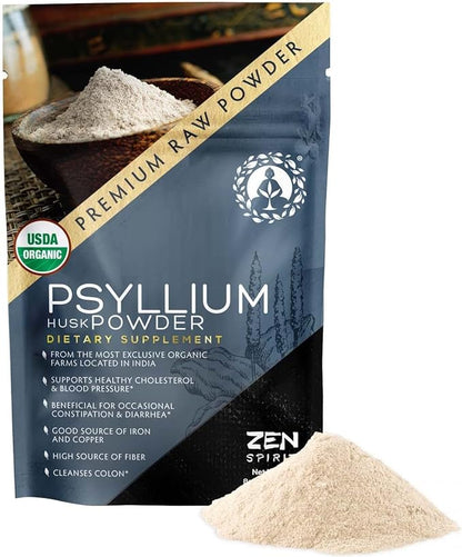 Organic Psyllium Husk Powder - Premium Indian Natural Soluble Fiber Supplement, Natural Laxative, Perfect Colon Cleanser & Body Detox - Gluten Free, Vegan & Keto Friendly (8oz)