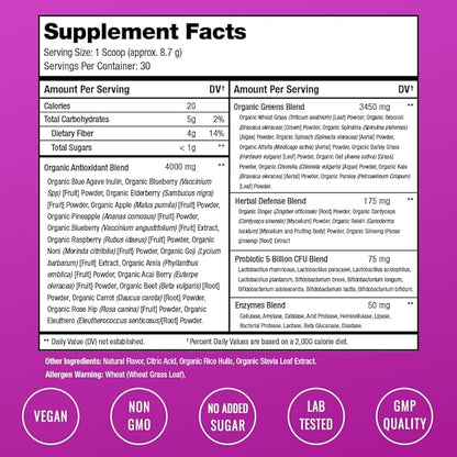 NutraChamps Super Greens Powder Premium Superfood | 20+ Organic Green Veggie Whole Foods | Wheat Grass, Spirulina, Chlorella | Antioxidant, Digestive Enzyme & Probiotic Blends (9.1 OZ, Antioxidant)