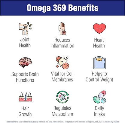 Omega 369 1000 mg 100 Softgels by Natural Systems - Triple Omega 3 6 9 Flax Seed Oil Supplements Capsules -with Essential Fatty Acids - Support Heart and Circulatory Health*