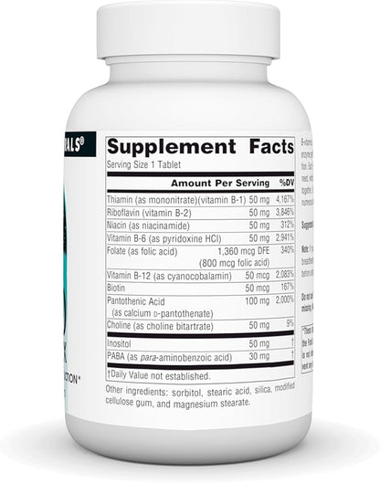 Source Naturals B-50 Complex 50 mg B-Vitamins for Energy Production Support - 100 Tablets