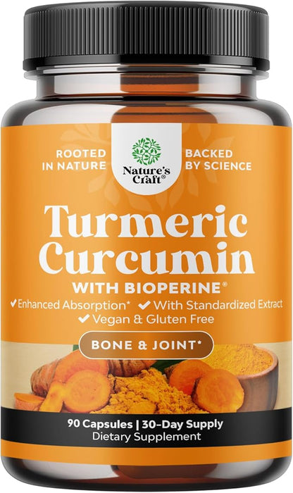 Turmeric Curcumin with Black Pepper Extract - Joint Health Turmeric Supplement with 95% Curcuminoids - Daily Joint Support Supplement Curcumin Bioperine for Enhanced Absorption