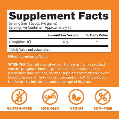 Doctors Best Pure L-Arginine Powder, Supports Cardiovascular Health, Non-GMO, Gluten Free, Soy Free, Vegan Net Wt. 10.6 oz (300 Grams)