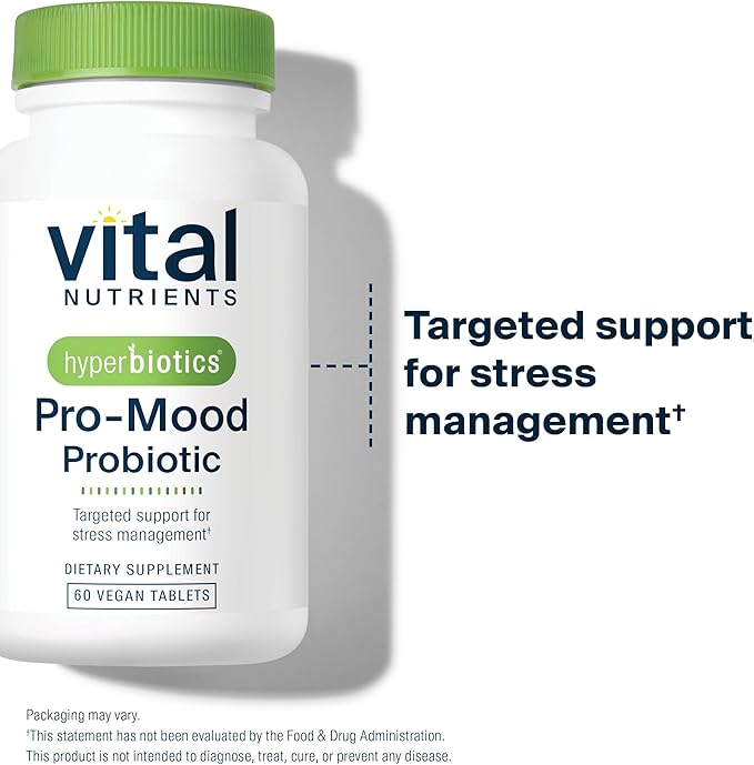 Hyperbiotics Vital Nutrients Pro Mood Probiotic with L-theanine | Clinically Studied Probiotics for Women and Men to Support Stress Management and Mood Support* | 60 Vegan Count