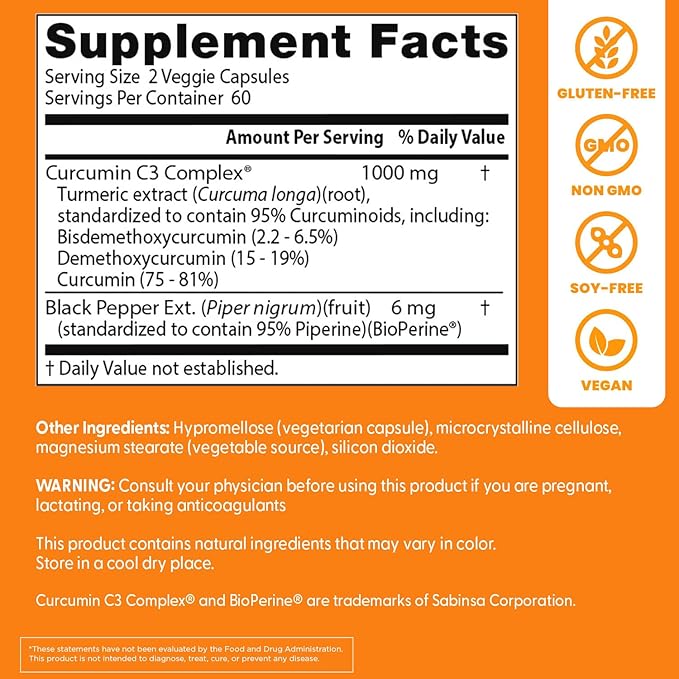 Doctors BEST High Absorption Curcumin from Turmeric Root, Supports Joint Health, Non-GMO, Gluten Free, Soy Free, Vegan 120 Veggie Caps