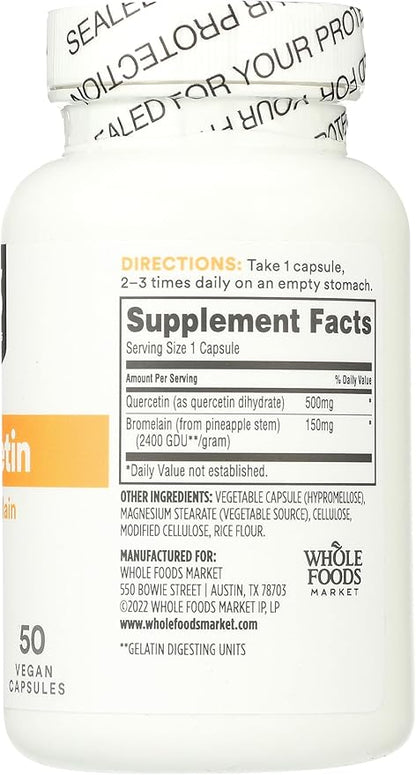 365 by Whole Foods Market Quercetin with Bromelain, 50 CT