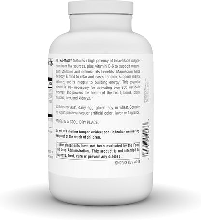 Source Naturals Ultra-Mag, Vegan Dietary Supplement, 5-in1 Bioavailable Magnesium, Relaxes Muscles & Calms Nerves*, Vegan Capsules (360)