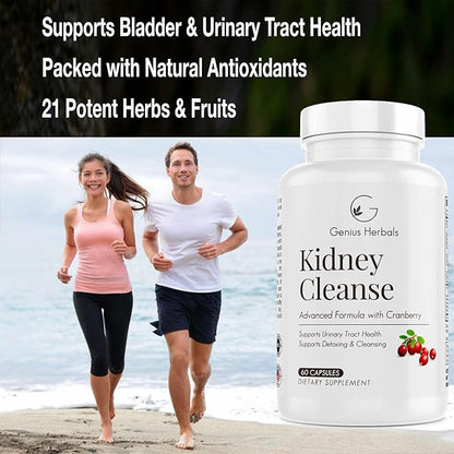 Kidney Cleanse Advanced Formula with Cranberry Extract, Kidney, Urinary Tract & Bladder Detox and Cleanse - 60 Capsules