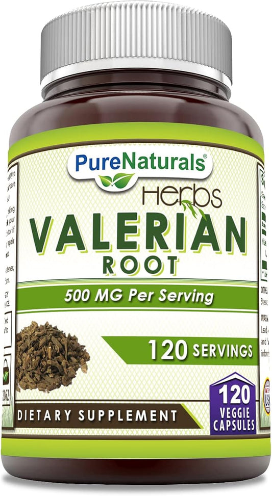 Pure Naturals Valerian Root Supplement | 500 Mg | Veggie Capsules | Non-GMO | Gluten Free | Made in USA (120)