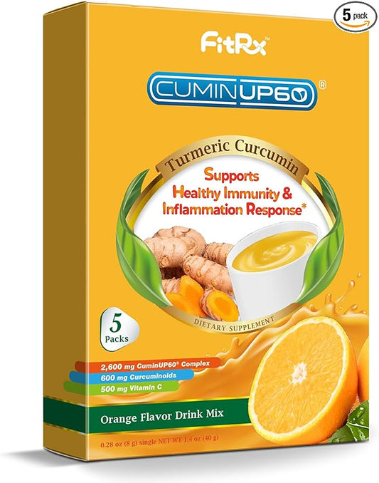 Turmeric Curcumin Drink Powder, Vitamin C Wellness Immunity Shots, Orange Citrus Flavor Instant Drink Mix Packets, High Absorption Curcumin Complex, Joint Health Supplement