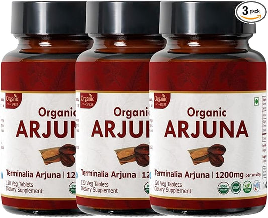 ARJUNA 120 Tablets | Terminalia Arjuna (Arjuna) | USDA Organic Certified | Organic and Natural 120tab - Pack of 3