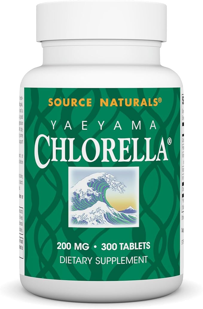 Source Naturals Yaeyama Chlorella 200 mg Green Superfood, Plant-Based B12-300 Tablets