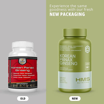 Korean Red Panax Ginseng 2000mg 120 Vegan Capsules Super Strength Extract NSF Certified Supplements, High Ginsenosides Supports Energy, Stamina, Performance and Clarity