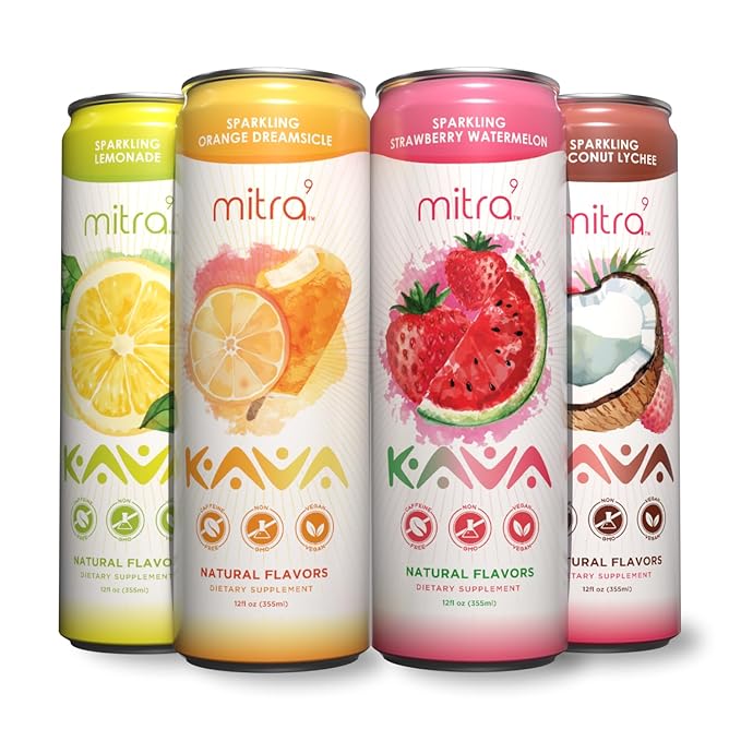 MITRA-9 Botanical Beverages - Kava Drink Flavor Variety Pack With Kava Root Extract - Mood Enhancer - Plant Based - Promotes Natural Calm & Clarity (12 Fl. Oz) (24)