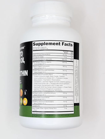 Clean Nutraceuticals Saw Palmetto Pumpkin Seed Oil Pygeum Sunflower Lecithin Stinging Nettle Cranberry - Prostate Supplements for Men with Lycopene - 90 Caps