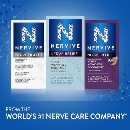 Nervive Nerve Health, Alpha Lipoic Acid, Vitamin B12, B6, B1, 60 Tablets (Packaging May Vary)