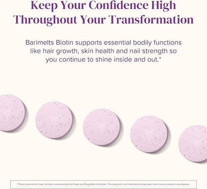 BariMelts Biotin 5000mcg, 90 Fast-Dissolving Tablets (3-Month Supply), Sugar-Free Bariatric Vitamins for Women, Natural Strawberry Flavor