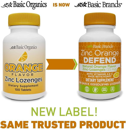 Basic Brands Zinc Lozenges, 100 Count, Orange
