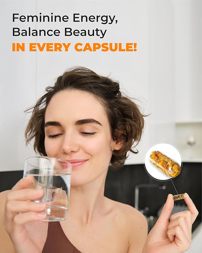 Bee Pollen 180 Capsules – Organic Supplement for Energy, Vitality, Wellness, Rich in Vitamins, Immune Support & Nutrient Boost, Premium for Men & Women, 100% Pure & Natural for Breast Growth