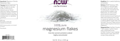 NOW Foods Solutions, Magnesium Flakes, 100% Pure, from the Ancient Zechstein Seabed, Highly Concentrated, 54-Ounce