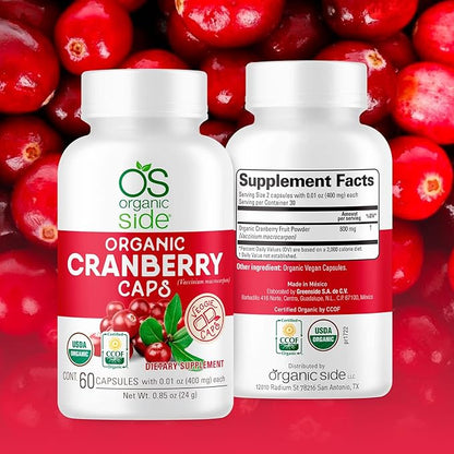 Organic Cranberry 60 Capsules - Prevention of UTI - Certified USDA - Non GMO - Vegan