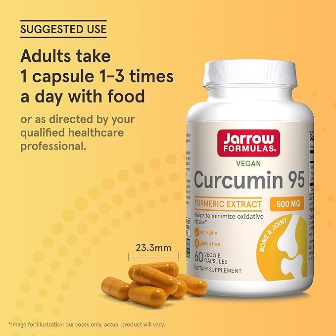 Jarrow Formulas Turmeric Curcumin Supplement - Curcumin 95, Turmeric Supplements, 500 mg for Antioxidant & Joint Support, 60 Capsules
