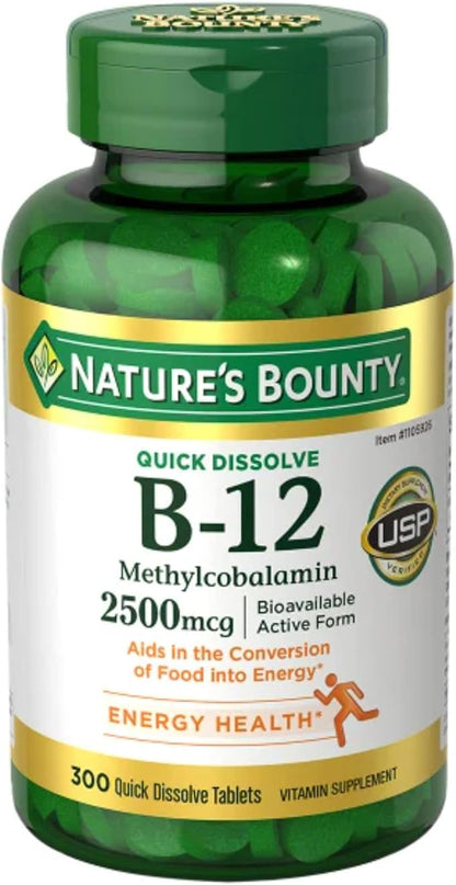 Natures Boun ty Vitamin B-12 2500 mcg, 300 Quick Dissolve Tablets