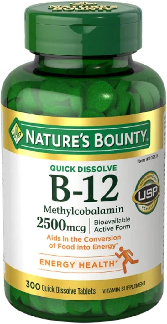 Natures Boun ty Vitamin B-12 2500 mcg, 300 Quick Dissolve Tablets
