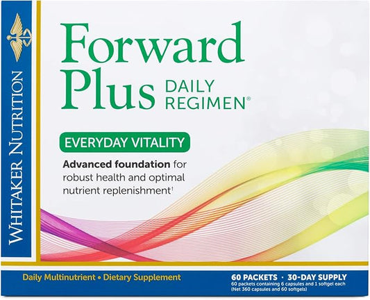 Dr. Whitaker's Forward Plus Daily Regimen - Comprehensive Multivitamin Supplement Supports Optimal Energy, Strength, Vitality, and Stamina - 60 Packets (30-Day Supply)