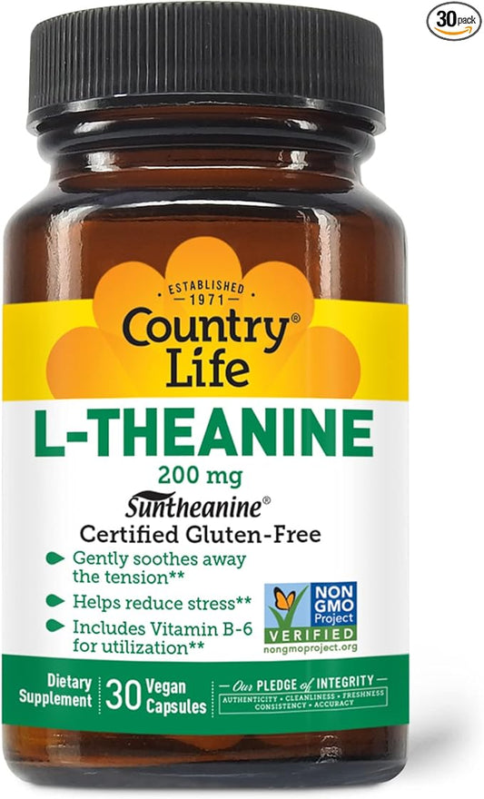 Country Life L-Theanine - 200 mg - 30 Vegetarian Capsules