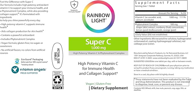 Rainbow Light Super C 1000 mg, 60-Count