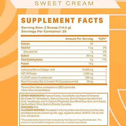 Podium Nutrition, Morning Collagen, Sweet Cream, 20 Servings, Collagen Protein, Gluten Free, Soy Free
