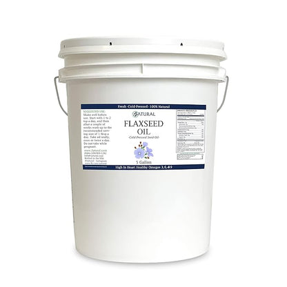 Flaxseed Oil - 100% Pure Flax Seed Oil - 0 Additives - 0 Fillers - Cold Pressed - Unrefined - 5 Gallon Size, 640 Oz