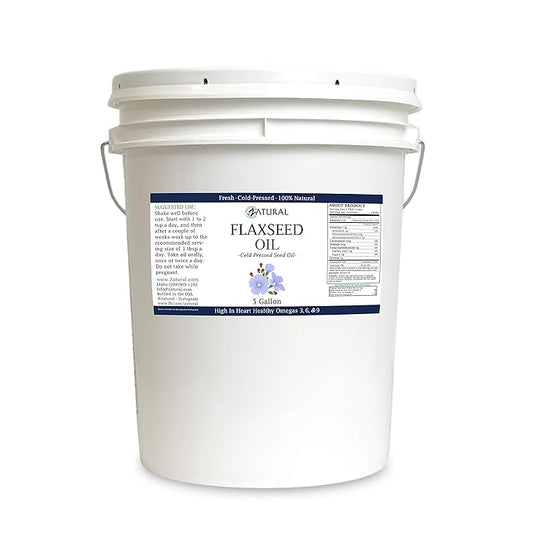 Flaxseed Oil - 100% Pure Flax Seed Oil - 0 Additives - 0 Fillers - Cold Pressed - Unrefined - 5 Gallon Size, 640 Oz