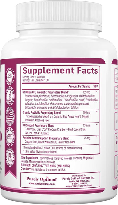 Purely Optimal Premium Probiotics (Various Types) with Organic Prebiotics & Digestive Enzymes (30 Count (Pack of 1), Unflavored)