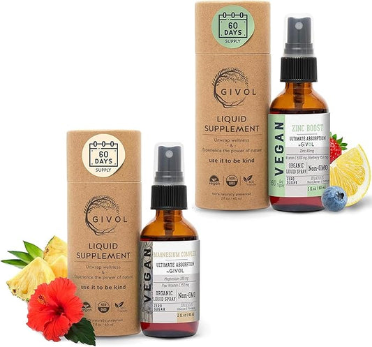 Tri Magnesium Complex - Magnesium Biglycinate, Citrate & Taurate Liquid Spray 300mg w/Raw Vitamin C and Organic ZINC Boost Mist 40mg (Extra Strength) - Sugar Free with VIT C and Elderberry Extract