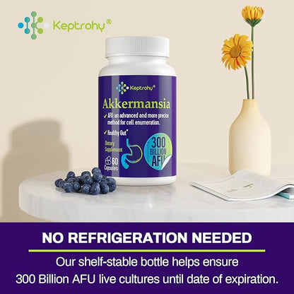 GLP-1 Supplement - 300 Billion AFU Akkermansia Probiotic for Women & Men, Akkermansia Muciniphila for GLP-1 Production, Digestive, Gut, Immune Health, Enhances Gut Digestive Lining function, 4 Pack