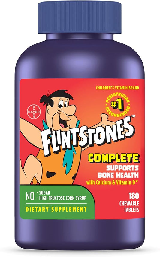 Flintstones Chewable Kids Vitamins, Complete Multivitamin for Kids and Toddlers with Iron, Calcium, Vitamin C, Vitamin D & More, 180ct