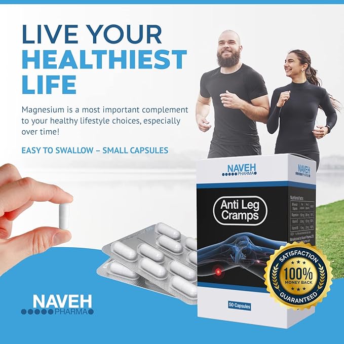 MAGNOX Anti-Leg Cramps Magnesium Supplement for Muscle Cramps -190mg Magnesium for Leg Cramps at Night, High Absorption Magnesium for Nocturnal Leg & Feet Cramps with Vitamin E and B6 (50 caps)