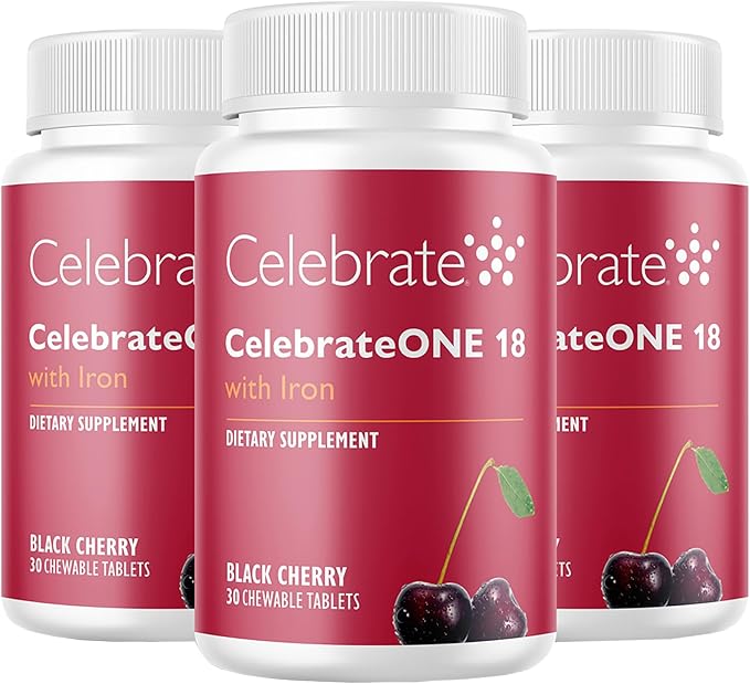 Celebrate Vitamins CelebrateONE 18 Chewables, 18mg Iron - One A Day Bariatric Multivitamin, Essential Vitamins & Minerals - Gastric Bypass & Sleeve Gastrectomy Supplement - Black Cherry (90 Tablets)