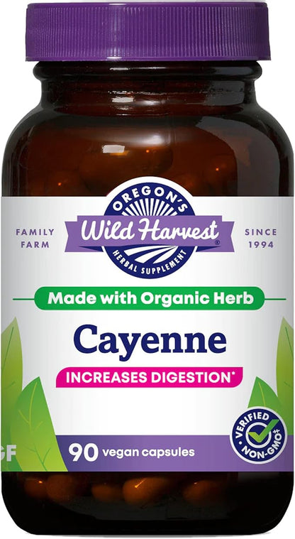 Oregon's Wild Harvest Non-GMO Cayenne Capsules, Organic Herbal Supplements, 90 Count