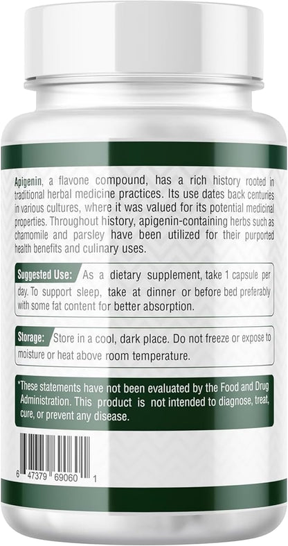 Ultimate Apigenin Capsules 50mg - Non-GMO, Vegan, Gluten Free - 4 Month Supply - Herbal Relaxation Support Formula