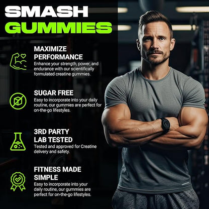 Creatine Monohydrate Gummies 5g, Creatine for Women and Men, (120ct) Vegan, Sugar-Free, Gluten Free. Creatina para Mujeres & Hombres. Preworkout & Post Workout (Watermelon)