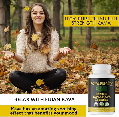 Pure Noble Kava Capsules Highest Grade Fijian Kava Kava Extract 1760mg Servings 100% Organic for Relaxation & Mood Support