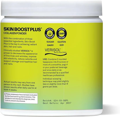 Sparkle Wellness Skin Boost Plus (No Flavor) [30-Serves] | Collagen Powder Supplement with VERISOL Bioactive Hydrolyzed Collagen Peptides, Vitamin C & Hyaluronic Acid to Improve Skin Elasticity