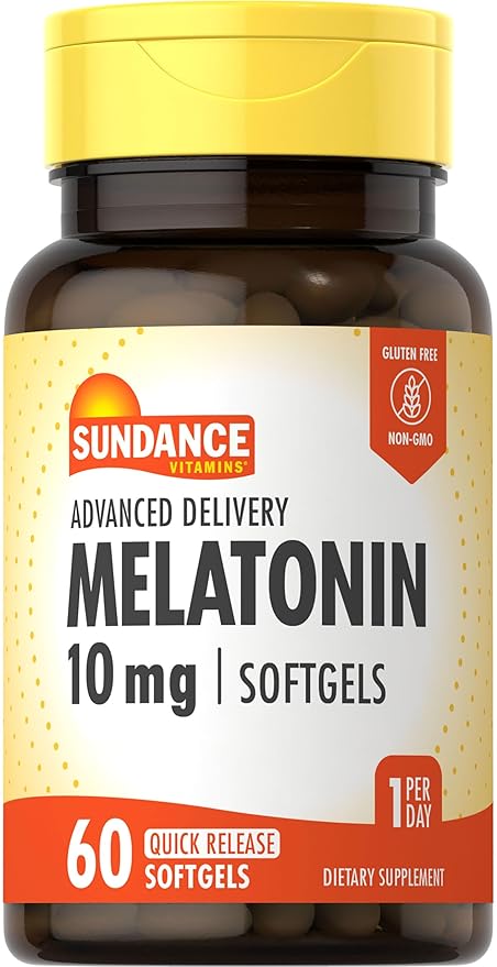 Sundance Melatonin 10mg | 60 Softgels | Advanced Delivery | Non-GMO and Gluten Free Supplement