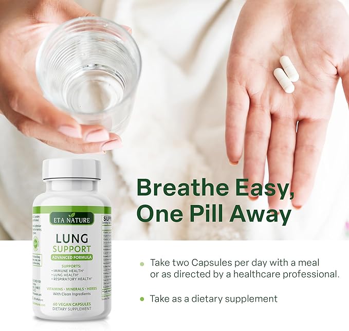 Lung Support Supplement - Lung Health Supplement for Respiratory Health, Lung Function & Immune Defense - Lung Detox for Smokers with Ginseng, Boswellia, Elderberry Fruit & Marshmallow Root
