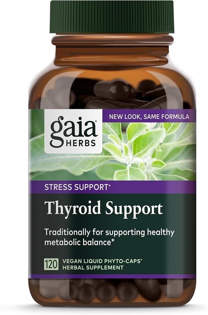 Gaia Herbs Thyroid Support - Made with Ashwagandha, Kelp, Brown Seaweed, and Schisandra to Support Healthy Metabolic Balance and Overall Well-Being - 120 Vegan Liquid Phyto-Capsules (40-Day Supply)