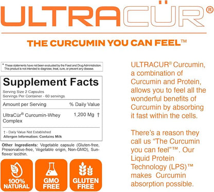 Curcumin Complex Supplement - Ultra Bioavailable High Absorption Turmeric Curcumin Supplement for Joint, Muscle & Brain Support - Patented Protisorb for Premium Absorption – 120 Capsules